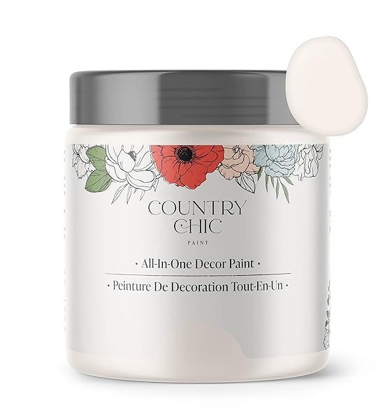 Country Chic Paint Country Chic All-in-One Chalk Paint Crinoline Off White Eco-Friendly Matte Finish for Furniture Cabinets Home Decor 16 oz