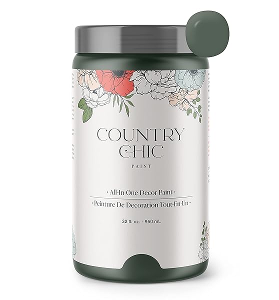 Country Chic Paint Chalk Style Paint for Furniture and Home Decor Eco-Friendly All-in-One No Wax Needed Hollow Hill Dark Green Quart 32 oz