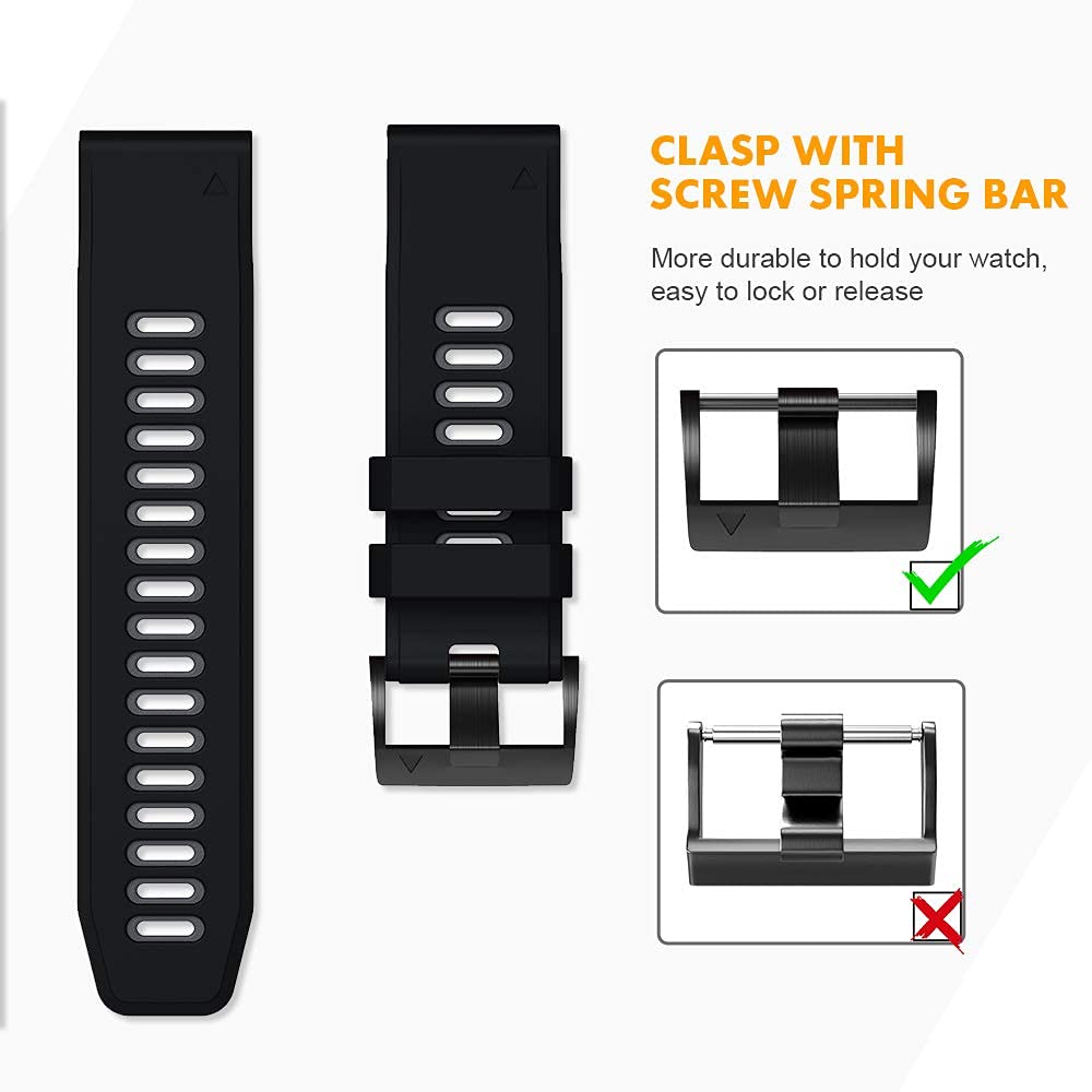 NotoCity NotoCity Quickfit 22MM Watch Band for Fenix 6 Pro 6 7 5 Plus Forerunner 935 945 955 965 745 Approach S60 S62 Descent G1 Epix 2 Quatix 5 6 Black Grey - View 5 of 7