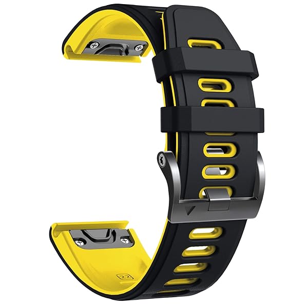NotoCity Quickfit 22MM Watch Band Compatible with Fenix 6 Pro 6 7 5 Plus Forerunner 935 945 955 965 745 Approach S60 S62 Descent G1 Epix 2 Quatix 5 6 Black Yellow