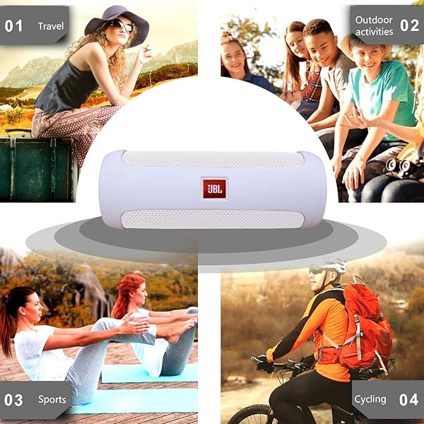 L LTGEM LTGEM Silicone Travel Case for JBL FLIP 5 Waterproof Speaker with Extra Carabiner White - View 3 of 10