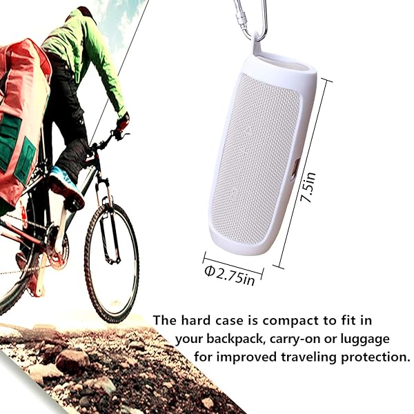 L LTGEM LTGEM Silicone Travel Case for JBL FLIP 5 Waterproof Speaker with Extra Carabiner White - View 6 of 10
