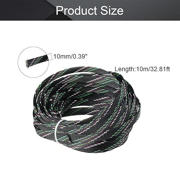 Othmro Othmro 10m Expandable Braid Cable Sleeving 10mm Flexible Wire Mesh Sleeve Multicolor Protects Cables from Pets Chewing - View 2 of 4