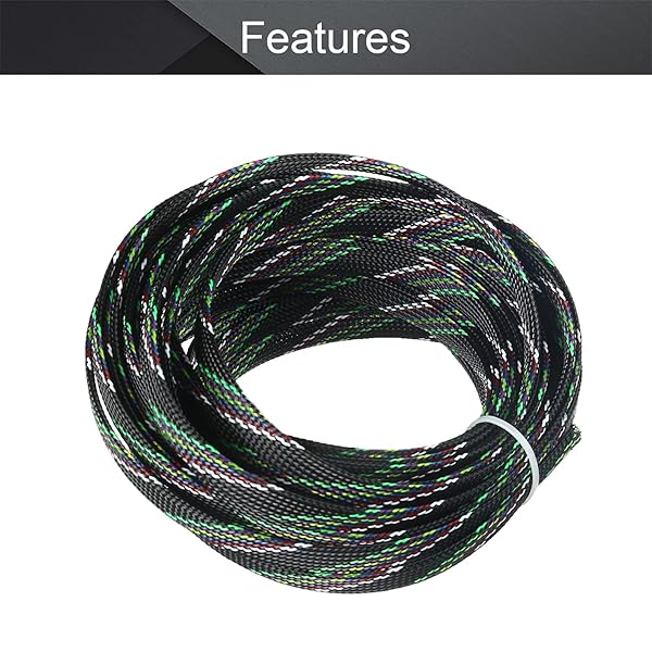 Othmro Othmro 10m Expandable Braid Cable Sleeving 10mm Flexible Wire Mesh Sleeve Multicolor Protects Cables from Pets Chewing - View 3 of 4