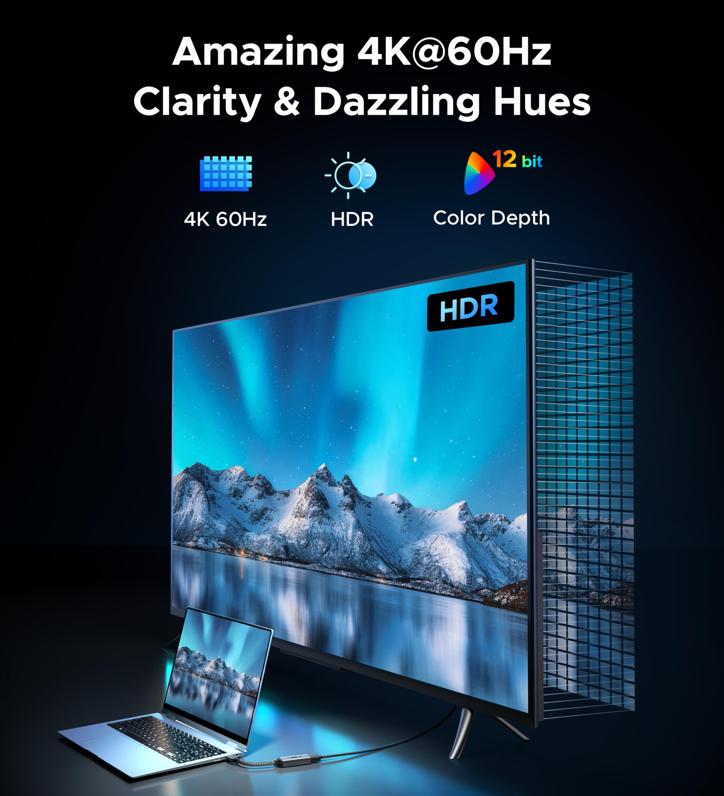 Warrky Warrky USB C to HDMI Adapter 4K - Compatible with iPad Pro, MacBook, Samsung Galaxy & More - View 2 of 7