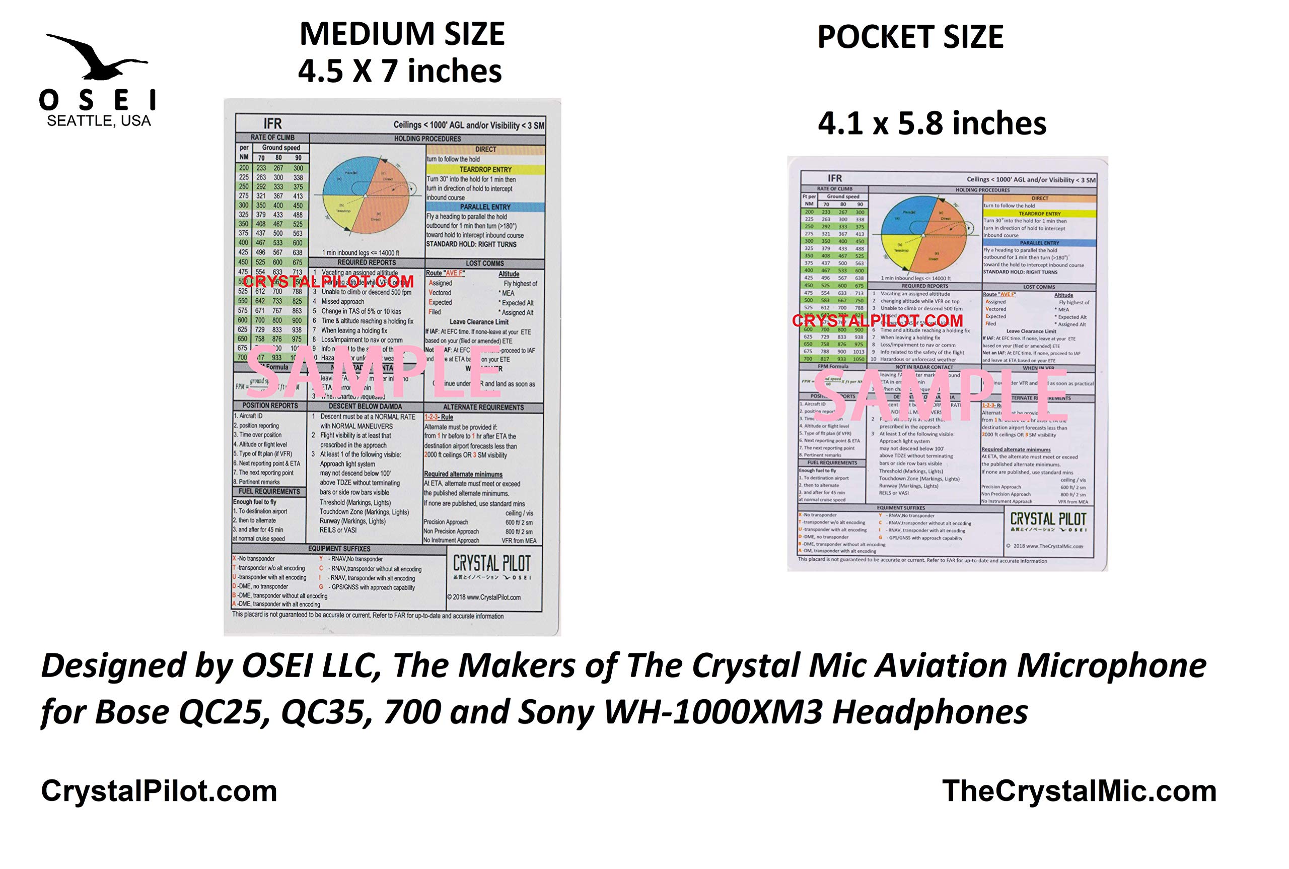 Crystal Pilot Crystal Pilot VFR and IFR Placard Medium Size 4.5 x 7 Inches for Easy Reference in Aviation - View 6 of 6