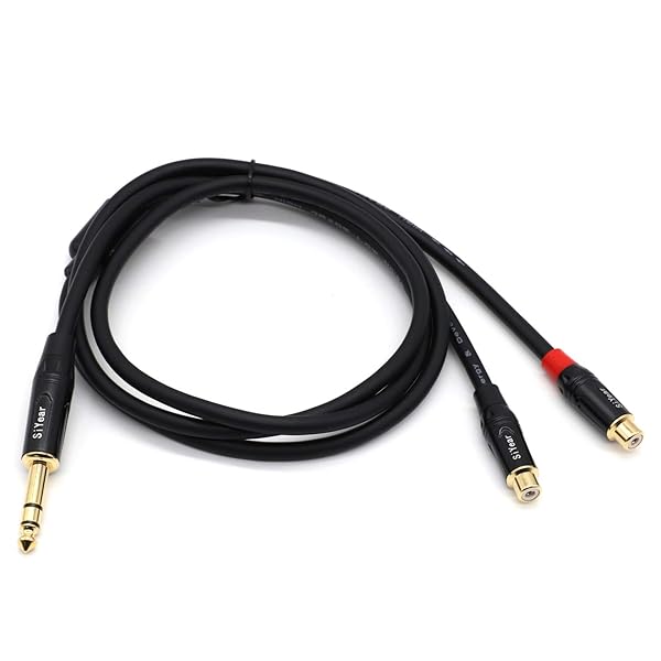 SiYear SiYear 5 Feet Dual RCA to 1/4 Inch Male Stereo Y Splitter Adapter Cable for Audio Connections - View 2 of 7