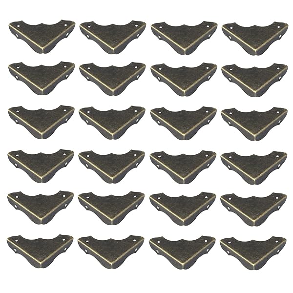 Antrader Antrader 24-Pack Metal Corner Guards for Cabinets and Gift Boxes Decorative Edge Covers Bronze Tone 1.5 x 1.5 x 0.35 Inches