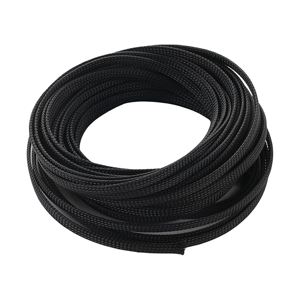 Othmro 10m Expandable Braided Cable Sleeve 6mm Flexible Wire Loom Organizer for TV Audio PC Cords Black