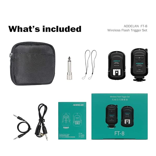 AODELAN Buy AODELAN Wireless Flash Trigger Set - Transmitter & Receiver for Speedlite with 3.5mm PC Connection - View 8 of 8