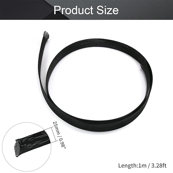 Othmro Othmro 1m PET Expandable Braid Cable Sleeving Flexible Wire Mesh Sleeve Black for Cable Protection from Pet Bites - View 2 of 4