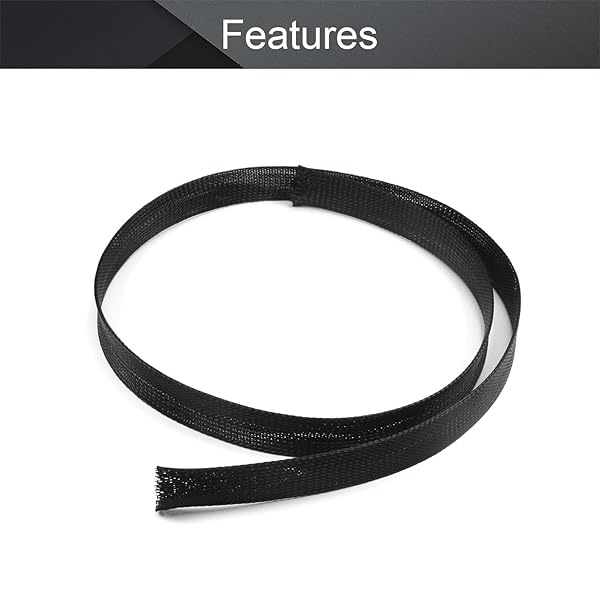 Othmro Othmro 1m PET Expandable Braid Cable Sleeving Flexible Wire Mesh Sleeve Black for Cable Protection from Pet Bites - View 3 of 4