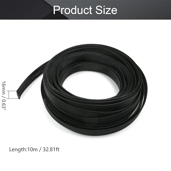 Othmro Othmro 10m PET Expandable Braid Cable Sleeving Flexible Wire Mesh Sleeve Black Protects Cables from Pet Bites - View 2 of 7