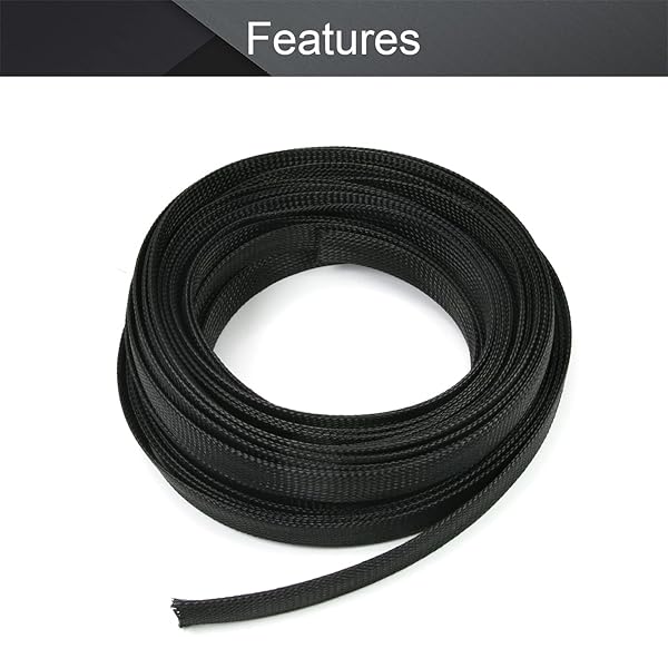Othmro Othmro 10m PET Expandable Braid Cable Sleeving Flexible Wire Mesh Sleeve Black Protects Cables from Pet Bites - View 3 of 7