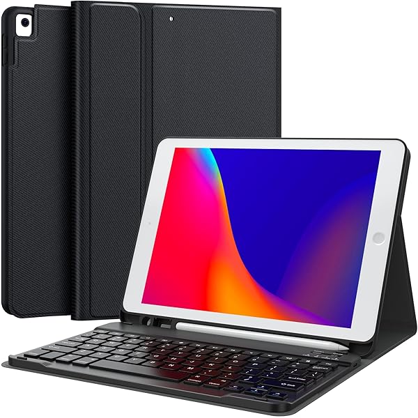 CHESONA "CHESONA iPad 9th Gen Keyboard Case: Detachable Wireless Folio with Pencil Holder for 10.2" iPads (Black)"