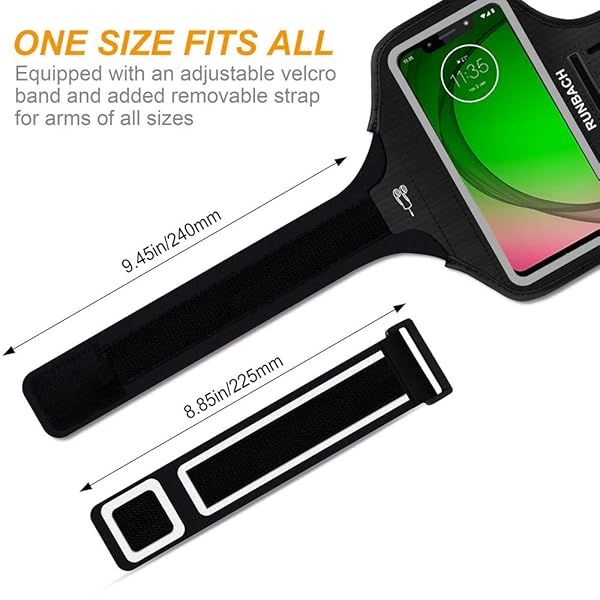 RUNBACH RUNBACH Sweatproof Running Armband for Motorola One Fusion Edge E7 Power G Stylus G Power G Play G9 Series Black - View 2 of 9