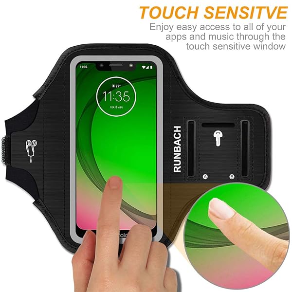 RUNBACH RUNBACH Sweatproof Running Armband for Motorola One Fusion Edge E7 Power G Stylus G Power G Play G9 Series Black - View 3 of 9