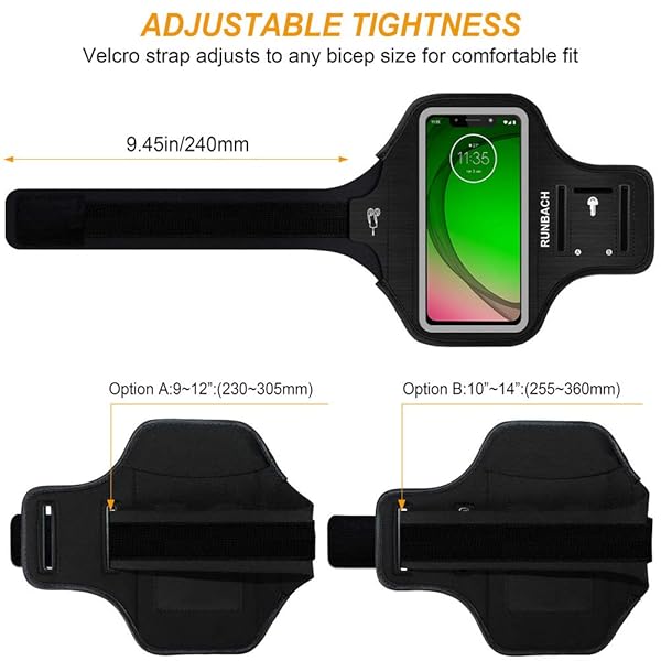 RUNBACH RUNBACH Sweatproof Running Armband for Motorola One Fusion Edge E7 Power G Stylus G Power G Play G9 Series Black - View 6 of 9