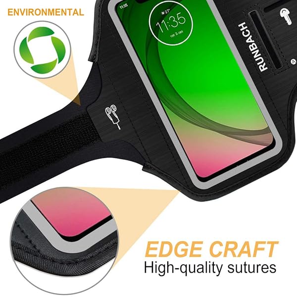 RUNBACH RUNBACH Sweatproof Running Armband for Motorola One Fusion Edge E7 Power G Stylus G Power G Play G9 Series Black - View 8 of 9