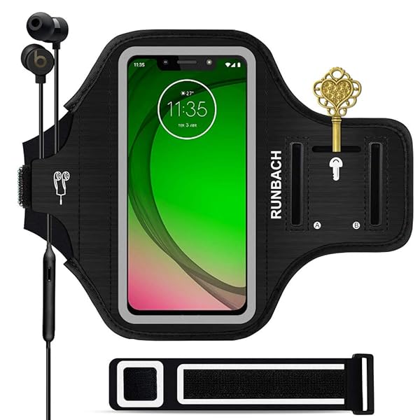 RUNBACH RUNBACH Sweatproof Running Armband for Motorola One Fusion Edge E7 Power G Stylus G Power G Play G9 Series Black