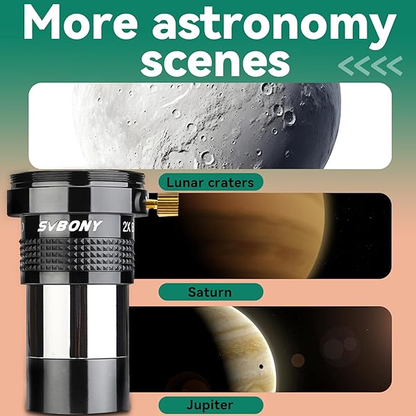 SVBONY "SVBONY SV137 2X Barlow Lens - 1.25" Metal Telescope Accessory with Multi-Coating & T-Thread" - View 7 of 10