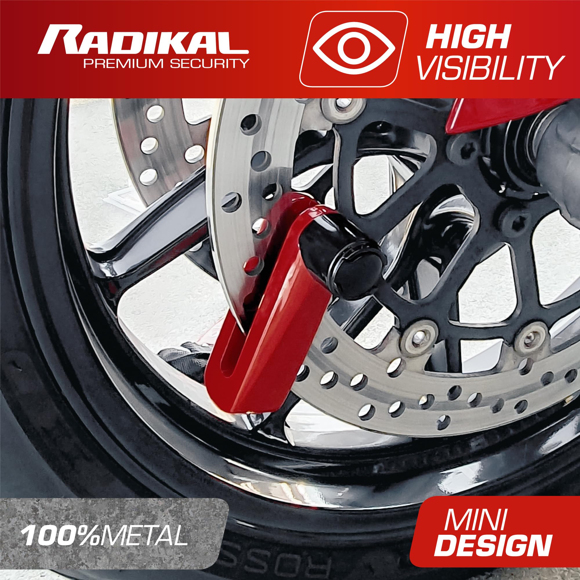 RADIKAL RK510R Motorcycle Disc Lock Compact Security Effective Anti Theft Brake Lock for Motorbike Scooter Electric Bike - View 2 of 8