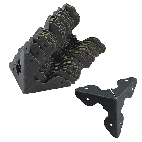 Antrader Antrader Triangle Metal Box Corner Protectors for Furniture Edge Safety Bronze Pack of 24 1-1/4 x 1-1/4 Inches