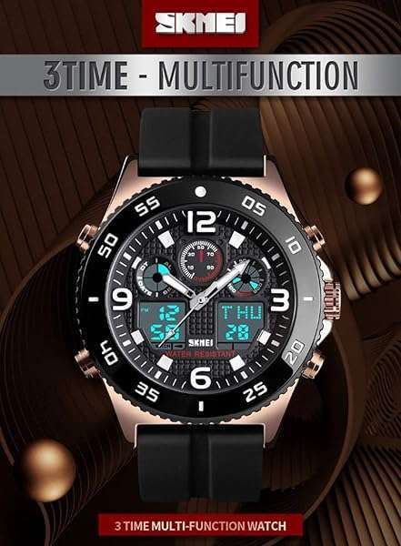 Gosasa Shop Gosasa Men's Quartz Dual Display Watch - Waterproof Rose Gold Casual Wristwatch - View 6 of 7