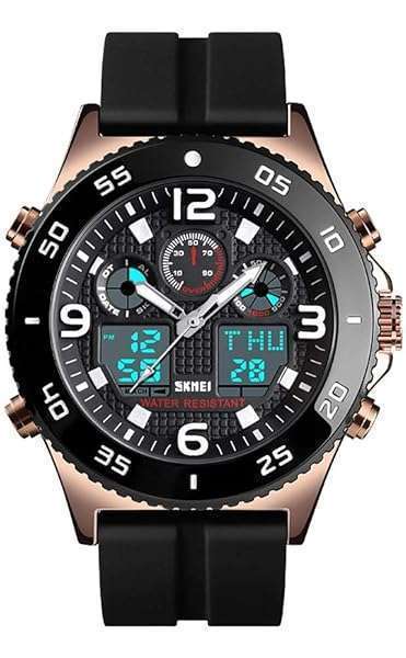 Shop Gosasa Men's Quartz Dual Display Watch - Waterproof Rose Gold Casual Wristwatch