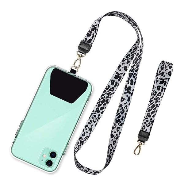SHANSHUI SHANSHUI Phone Lanyard Universal Neck Strap Wrist Tether Key Chain Holder for All Smartphones White Cheetah Design