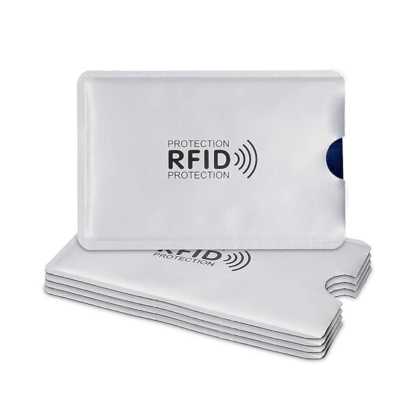 kwmobile KWMobile 5-Piece RFID Blocking Credit Card Sleeves - Secure ATM, Debit, ID & License Holder Inserts - Silver