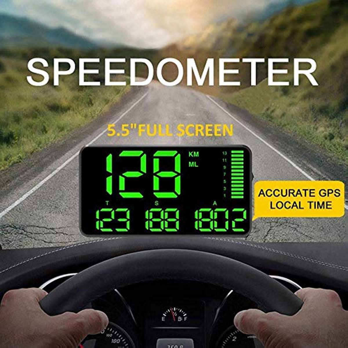 Maizad 5.5 Inch Speedometer Odometer Display MPH KMH with Over Speed Alarm for Trucks Bicycles Motorcycles Driving Mileage Time Calculation - View 4 of 7
