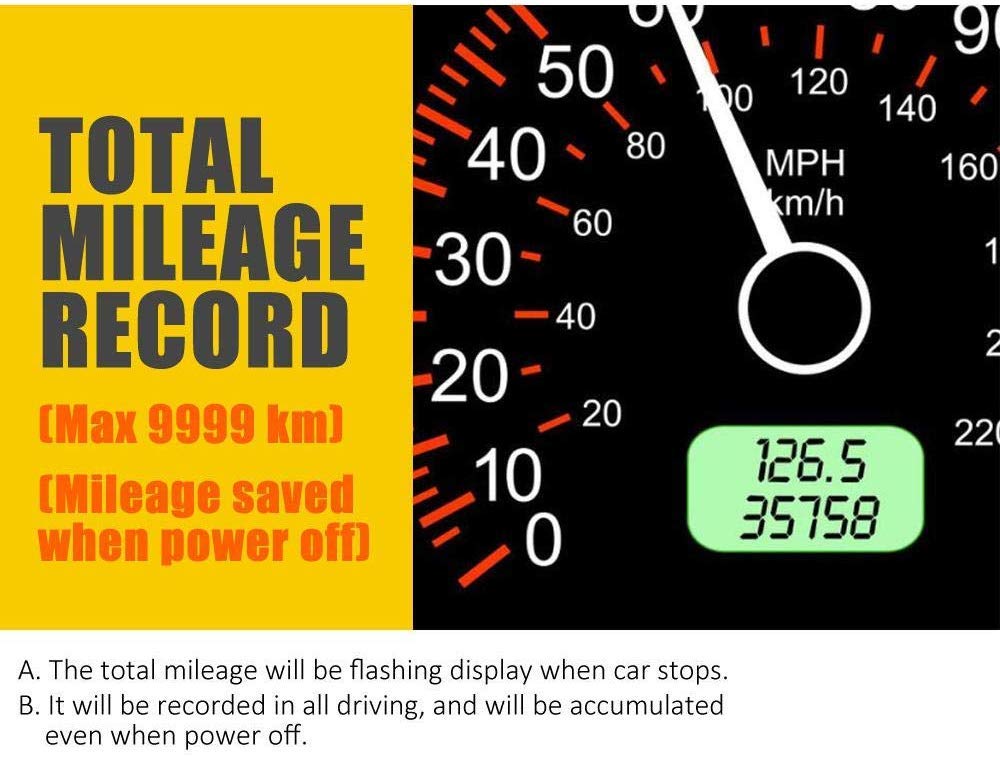 Maizad 5.5 Inch Speedometer Odometer Display MPH KMH with Over Speed Alarm for Trucks Bicycles Motorcycles Driving Mileage Time Calculation - View 5 of 7