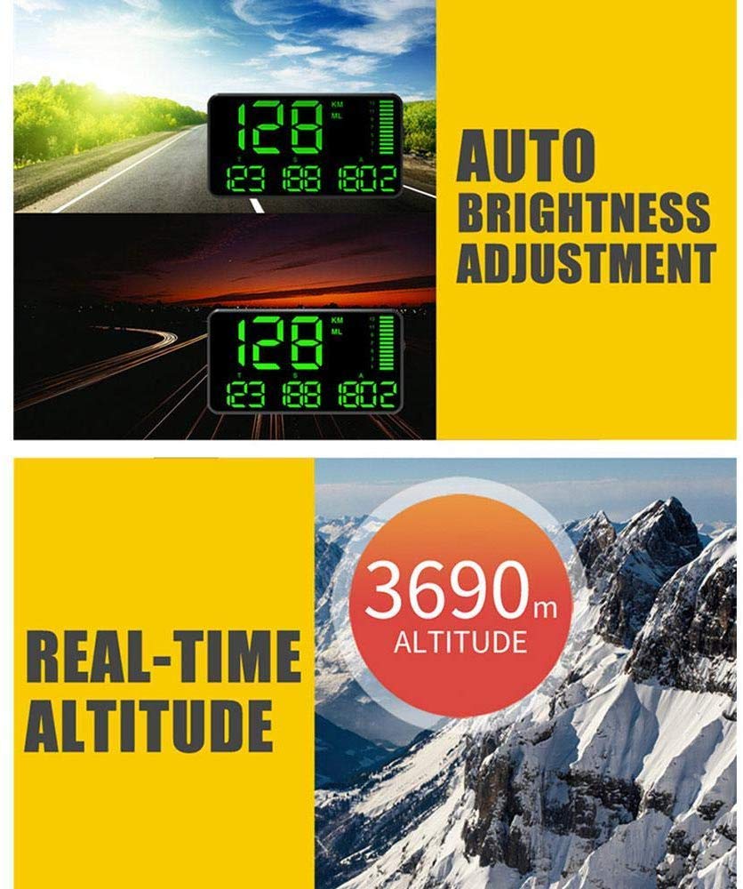 Maizad 5.5 Inch Speedometer Odometer Display MPH KMH with Over Speed Alarm for Trucks Bicycles Motorcycles Driving Mileage Time Calculation - View 7 of 7