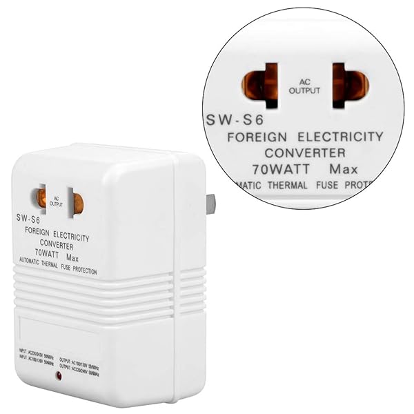 Walfront Voltage Converter 70W 110V to 220V Step Up Down Transformer Ideal for Travel - View 6 of 8