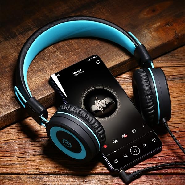 noot products Noot Products Kids Headphones K11 Foldable Stereo Tangle-Free Wired On-Ear Headset for iPad Kindle Fire School Travel Black - View 2 of 6