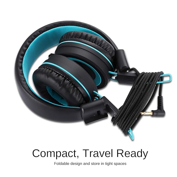 noot products Noot Products Kids Headphones K11 Foldable Stereo Tangle-Free Wired On-Ear Headset for iPad Kindle Fire School Travel Black - View 5 of 6