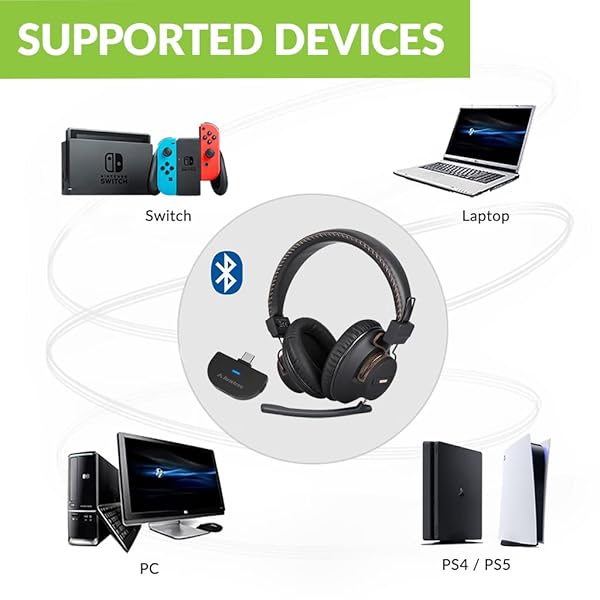 Avantree Avantree C519M Bluetooth Headphones: Low Latency Wireless Headset for PS5, Switch & PC - 40hrs Playtime, Dual Headphone Support - View 4 of 9