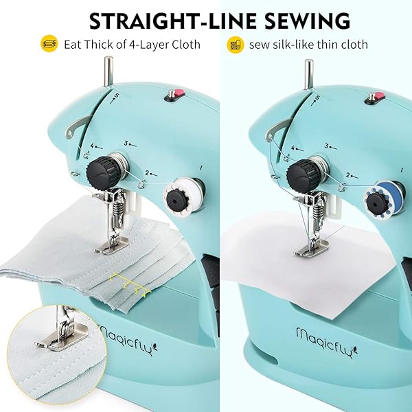 Magicfly Magicfly Mini Sewing Machine with Extension Table Dual Speed Portable for Beginners Light Sewing Kit Household Use Blue - View 5 of 7