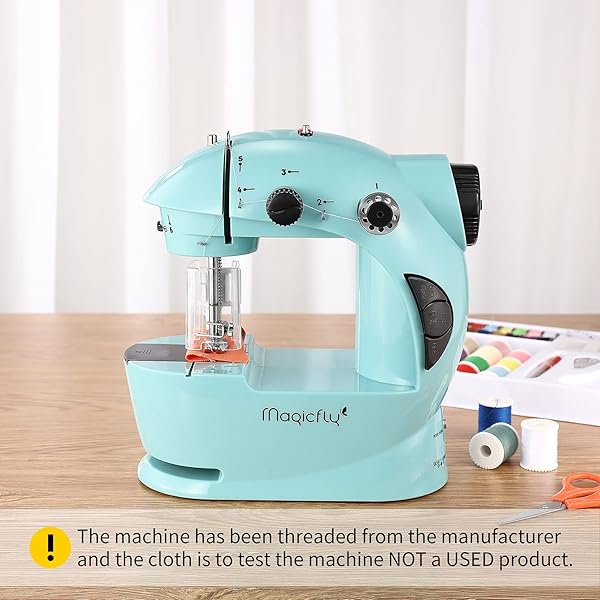 Magicfly Magicfly Mini Sewing Machine with Extension Table Dual Speed Portable for Beginners Light Sewing Kit Household Use Blue - View 6 of 7