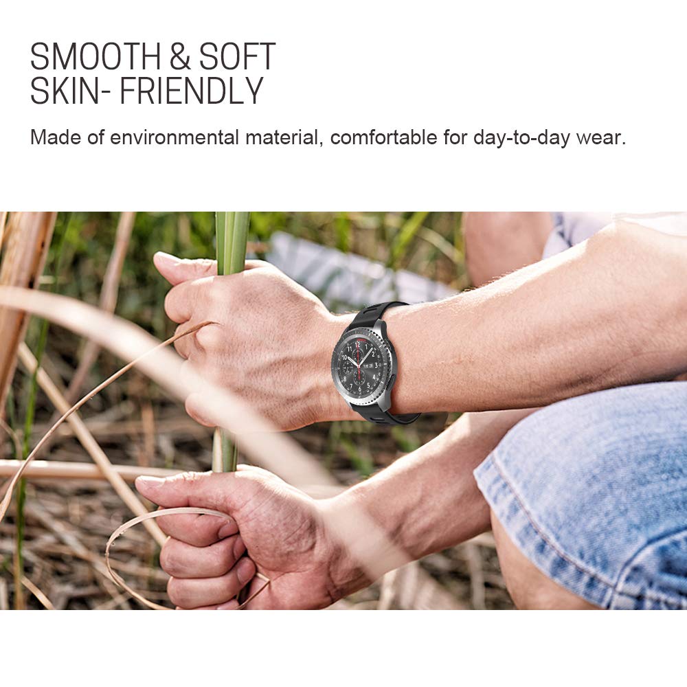 NotoCity NotoCity Soft Silicone Replacement Band for Gear S3 Frontier Classic Galaxy Watch 46mm 22mm Black Gray - View 2 of 7