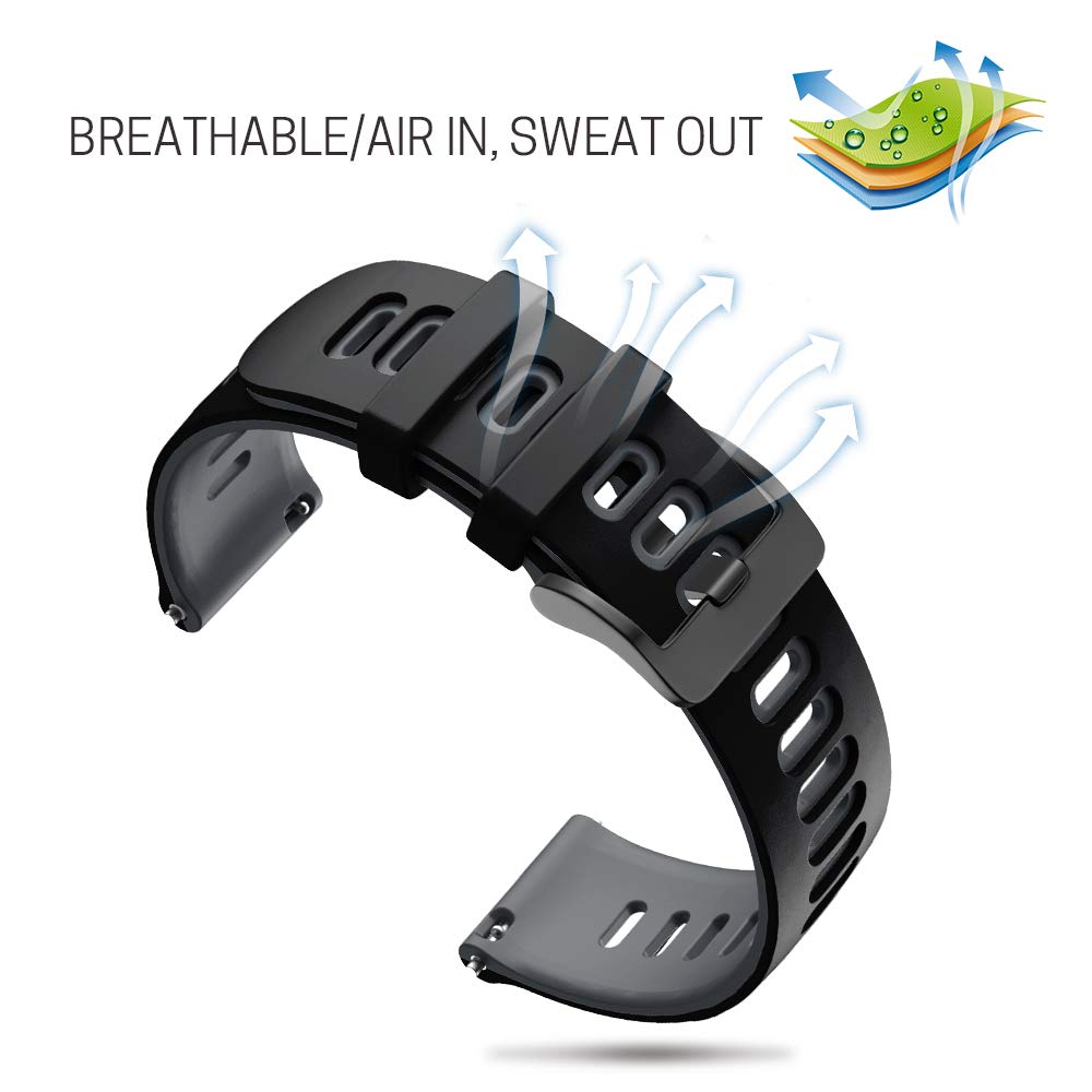 NotoCity NotoCity Soft Silicone Replacement Band for Gear S3 Frontier Classic Galaxy Watch 46mm 22mm Black Gray - View 3 of 7