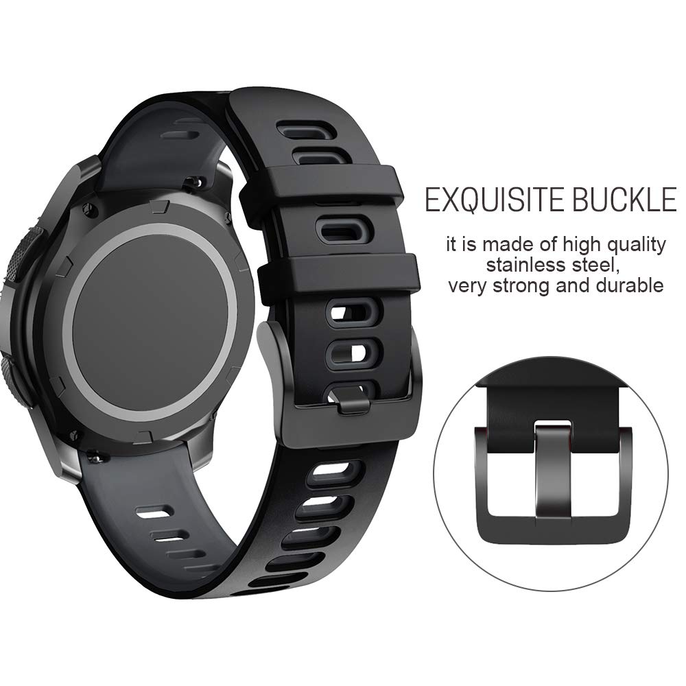 NotoCity NotoCity Soft Silicone Replacement Band for Gear S3 Frontier Classic Galaxy Watch 46mm 22mm Black Gray - View 4 of 7