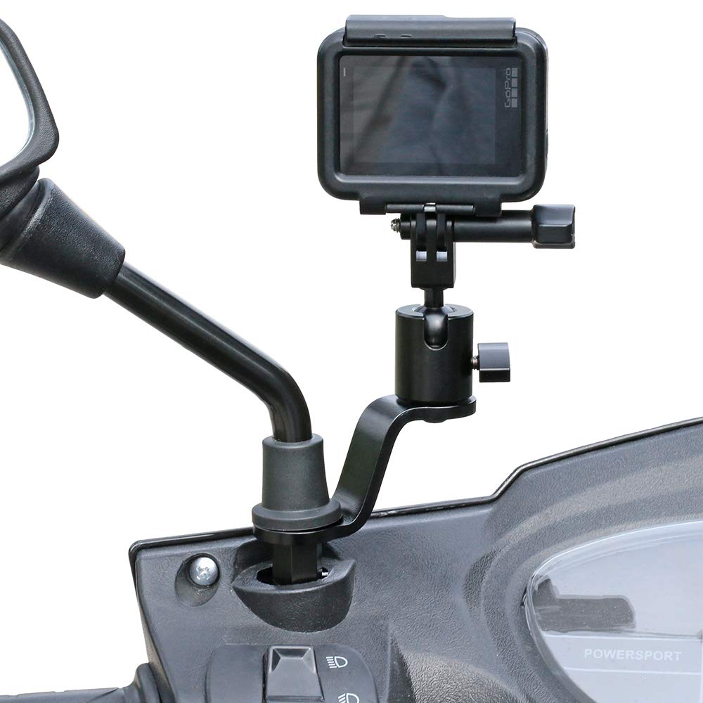 SUREWO SUREWO Aluminum Motorcycle Rearview Mirror Mount Bracket for GoPro Hero 12 11 10 9 8 7 6 5 APEMAN AKASO TENKER Campark DJI Osmo Action - View 2 of 6