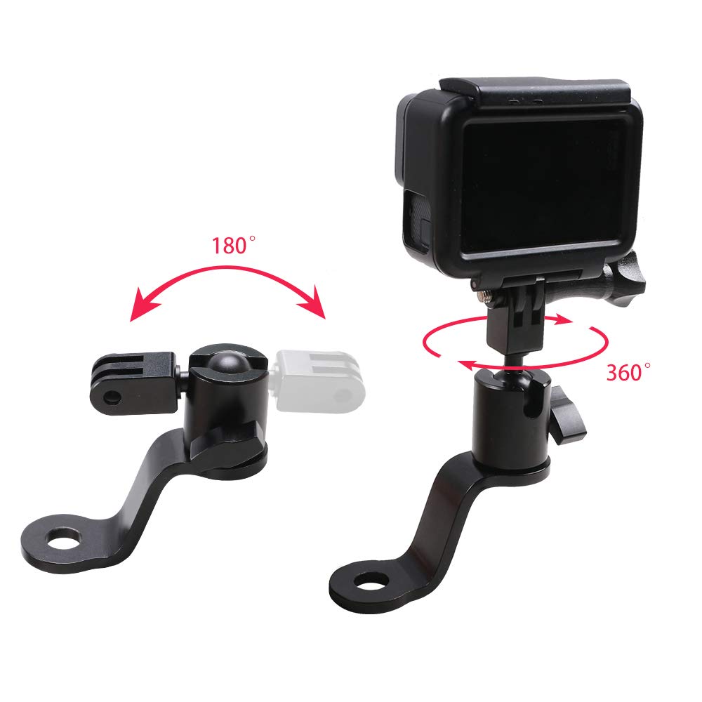 SUREWO SUREWO Aluminum Motorcycle Rearview Mirror Mount Bracket for GoPro Hero 12 11 10 9 8 7 6 5 APEMAN AKASO TENKER Campark DJI Osmo Action - View 3 of 6