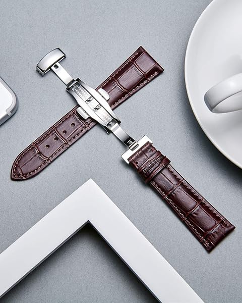 BINLUN BINLUN Leather Watch Strap Quick Release with Silver Buckle 23mm for Men Women Durable Comfortable Stylish Watch Band Brown - View 4 of 9