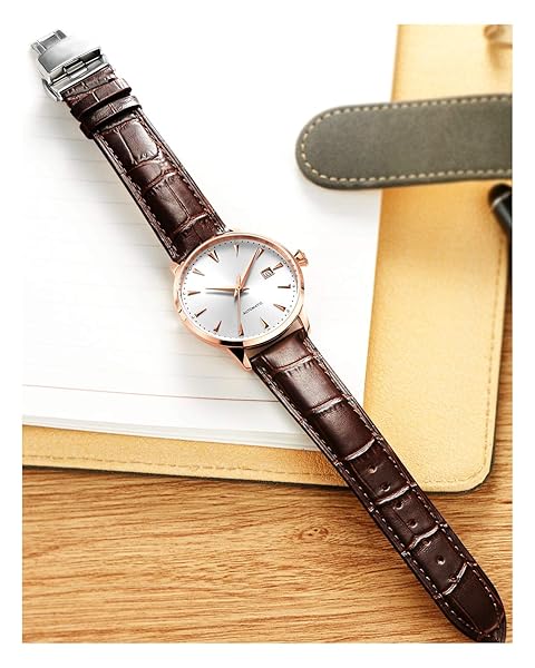 BINLUN BINLUN Leather Watch Strap Quick Release with Silver Buckle 23mm for Men Women Durable Comfortable Stylish Watch Band Brown - View 5 of 9