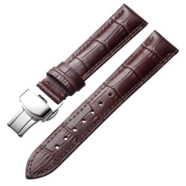 BINLUN BINLUN Leather Watch Strap Quick Release with Silver Buckle 23mm for Men Women Durable Comfortable Stylish Watch Band Brown