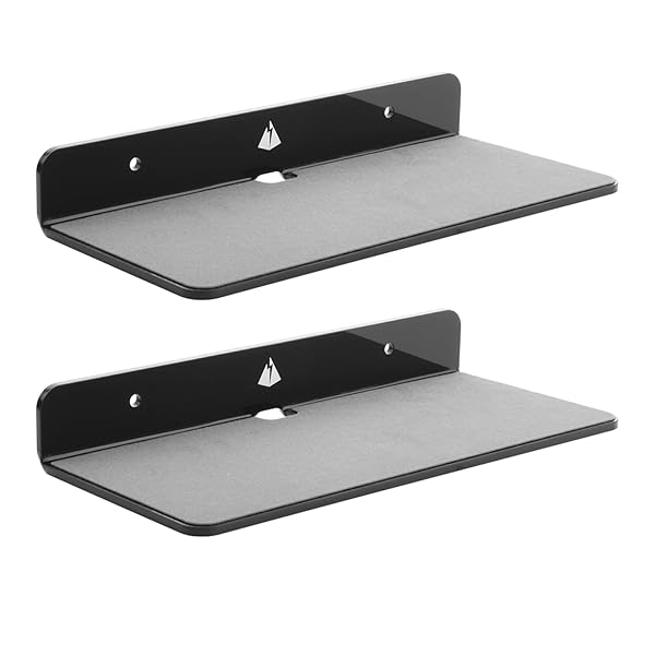 TXEsign 9-Inch Wall Shelves for Speakers & More - 2 Pack Acrylic Mounts for Bluetooth Speakers, Webcams, & More (Black)
