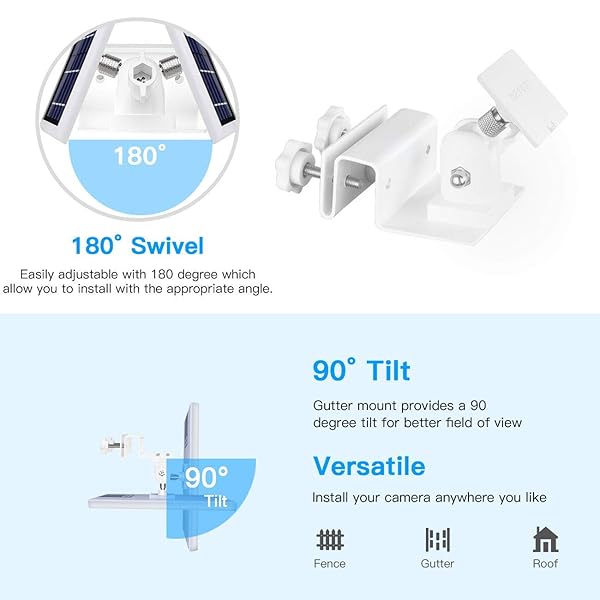 HOLACA HOLACA Weatherproof Gutter Mount for Ring Solar Panel Outdoor Wall Bracket Accessories White - View 4 of 7